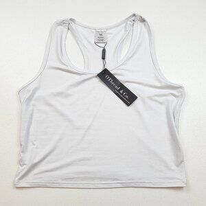 O Thread & Co. Basic Crop Top White Racerback Round Neck Stretch Modal Spandex